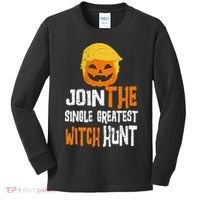 Anti-Trump Halloween Pumpkin Join Single Greatest Witch Hunt Kids Long Sleeve Shirt thumb 0