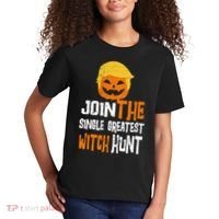 Anti-Trump Halloween Pumpkin Join Single Greatest Witch Hunt Kids T-Shirt thumb 2