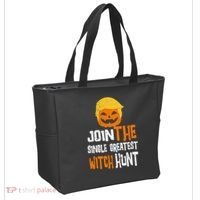 Anti-Trump Halloween Pumpkin Join Single Greatest Witch Hunt Tote Bag thumb 2