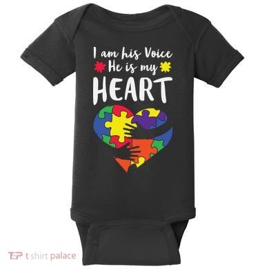 Autism Heart Puzzle Peace Gift For Autism Awareness Baby Bodysuit