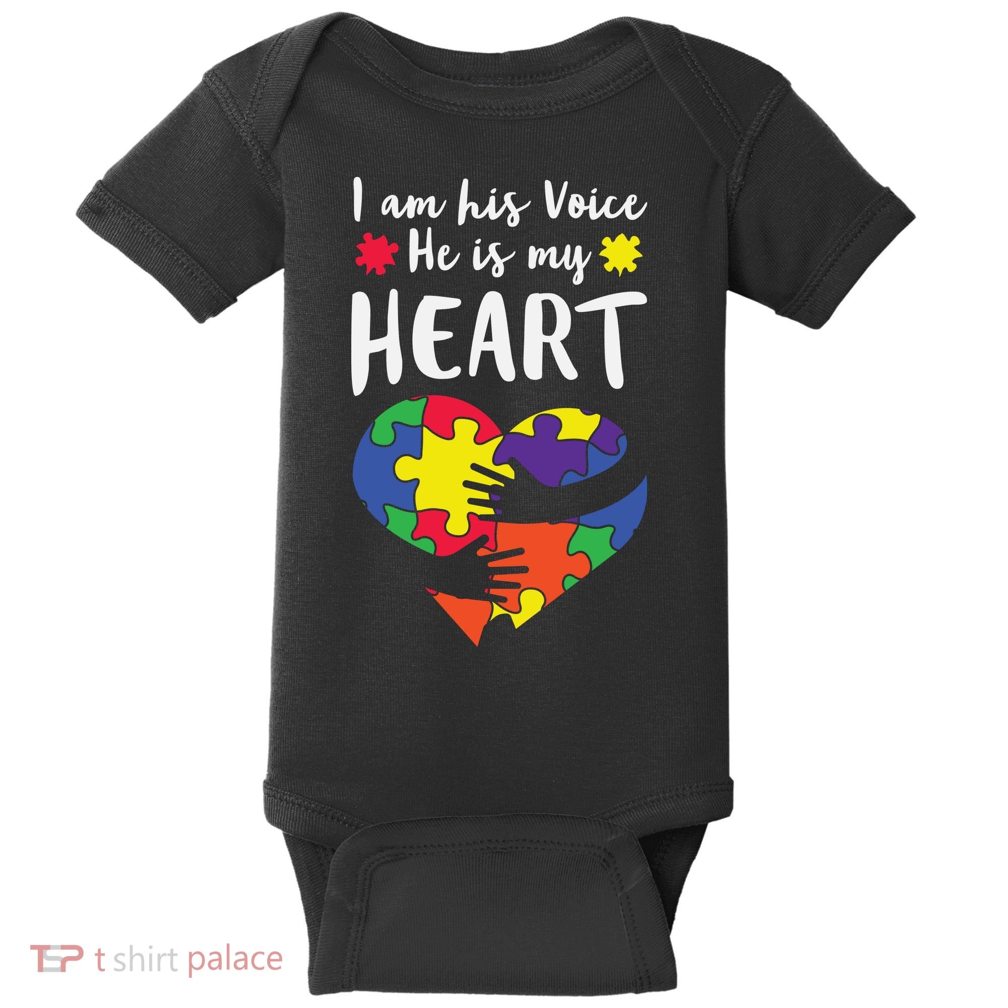 Autism Heart Puzzle Peace Gift For Autism Awareness Baby Bodysuit