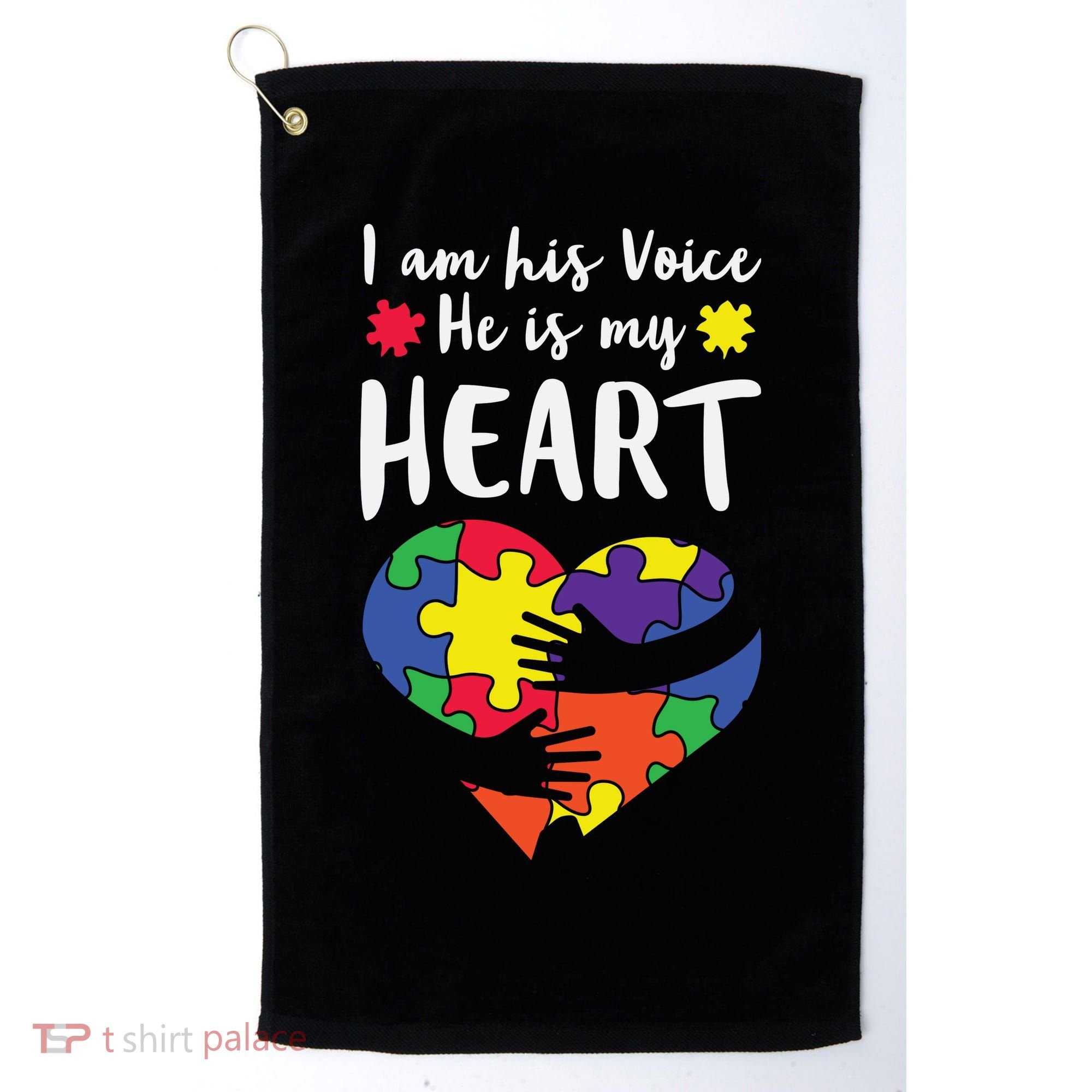Autism Heart Puzzle Peace Gift For Autism Awareness Golf Towel