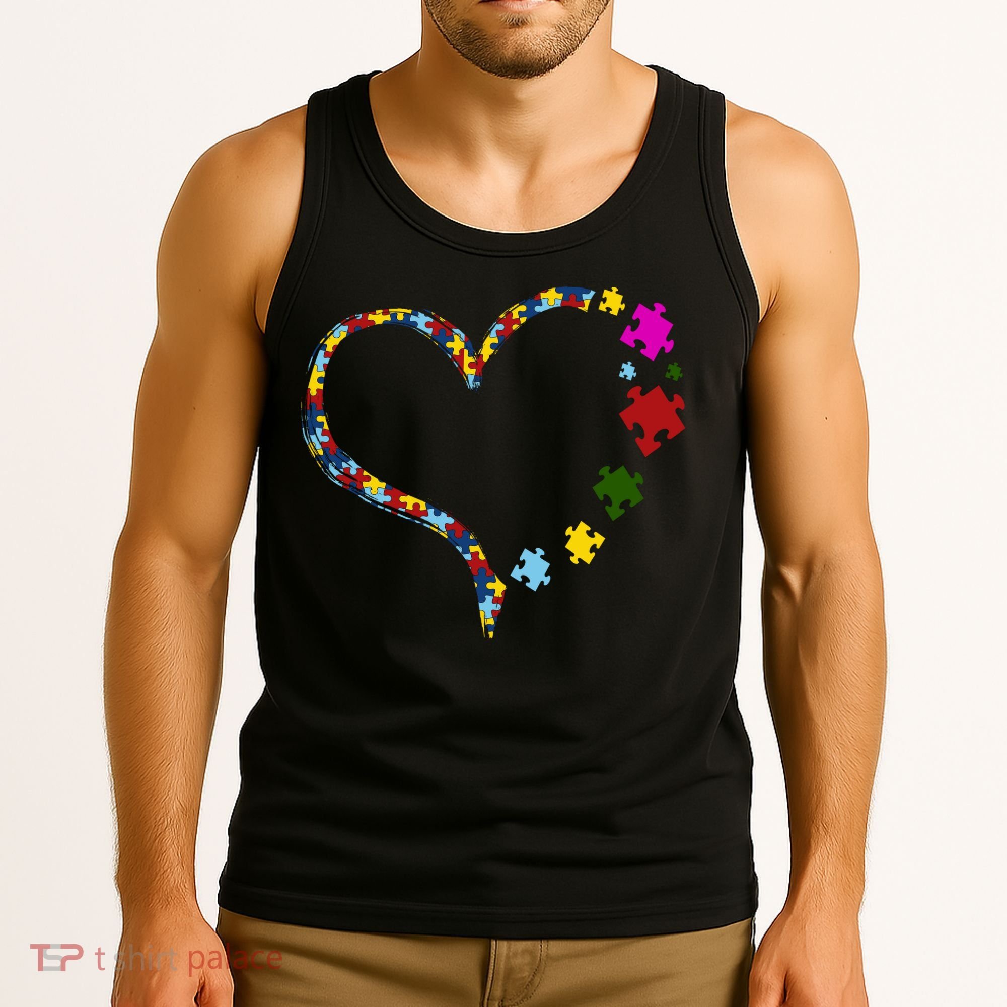 Autism Heart Puzzle Piece Tank Top