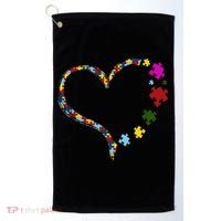 Autism Heart Puzzle Piece Golf Towel thumb 0