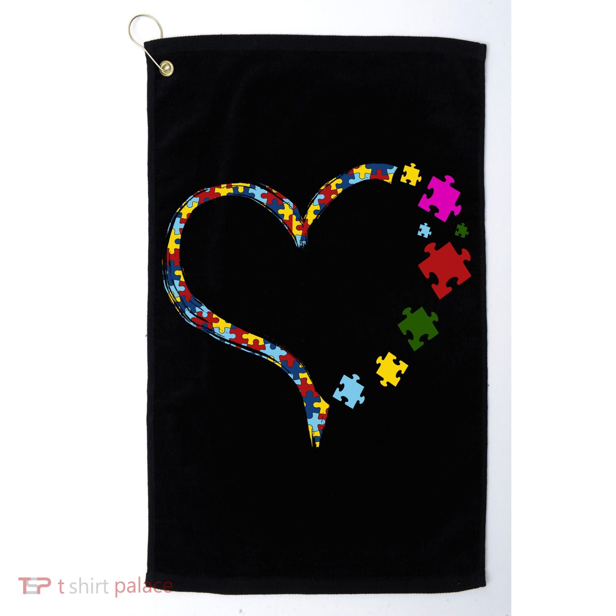 Autism Heart Puzzle Piece Golf Towel