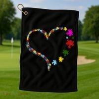 Autism Heart Puzzle Piece Golf Towel thumb 1