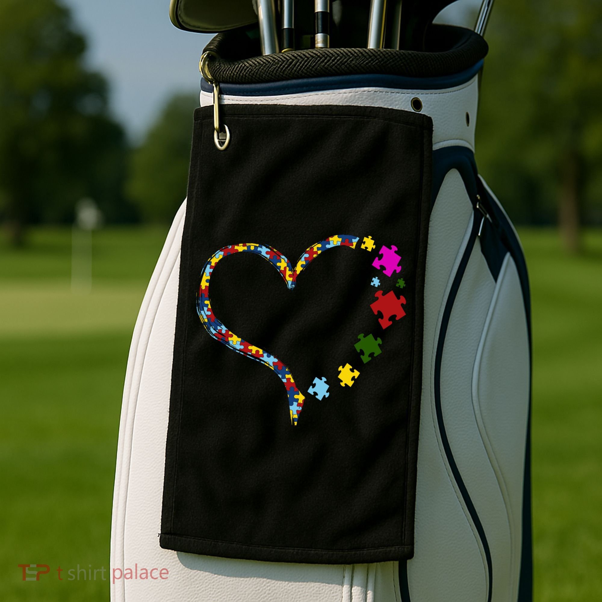 Autism Heart Puzzle Piece Golf Towel