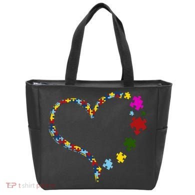 Autism Heart Puzzle Piece Tote Bag