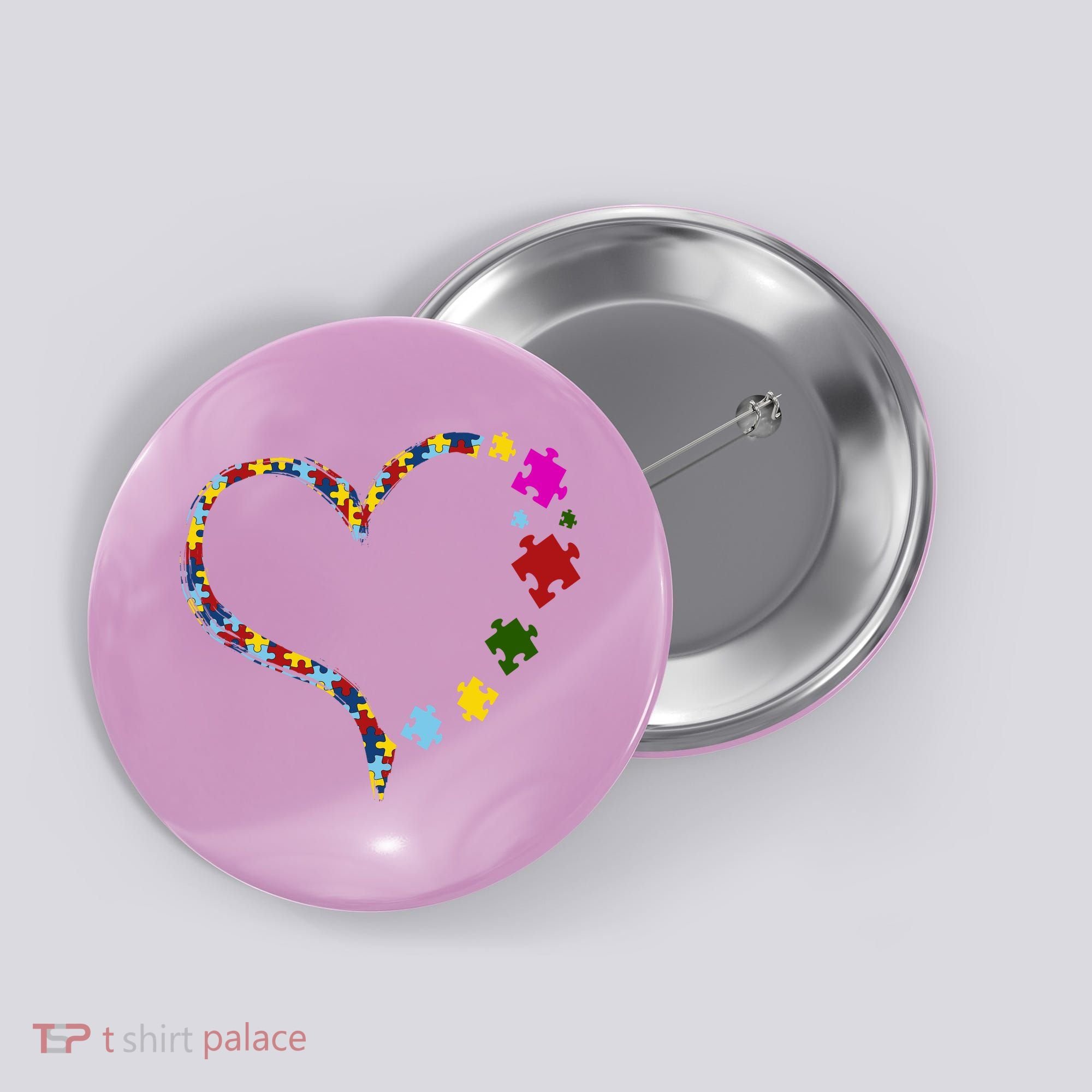 Autism Heart Puzzle Piece Button