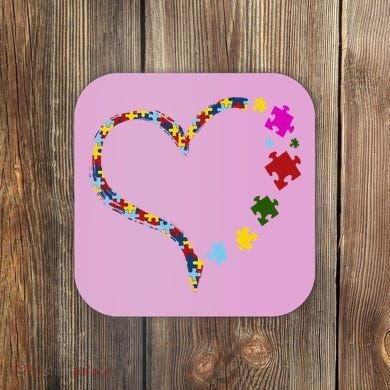 Autism Heart Puzzle Piece Coaster