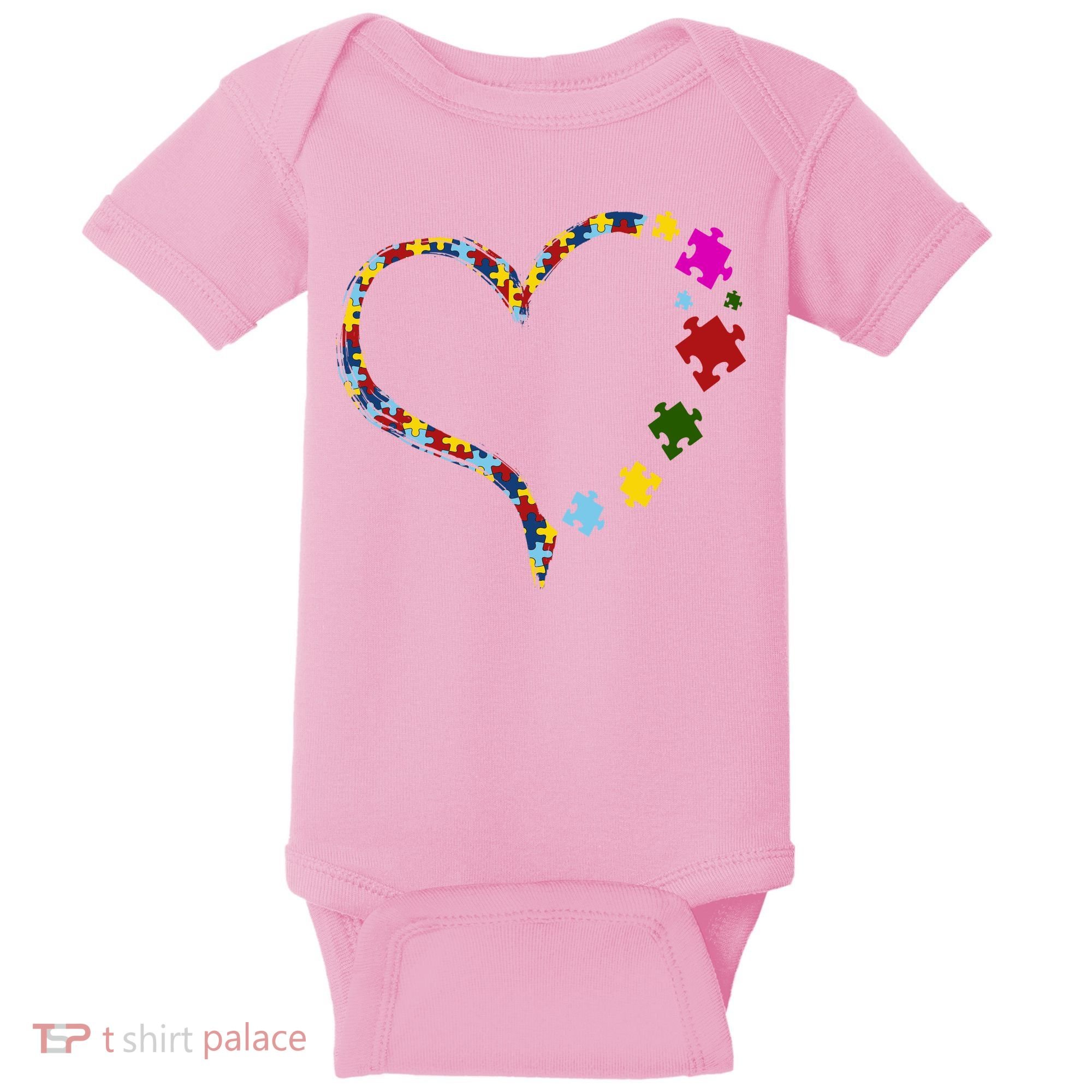 Autism Heart Puzzle Piece Baby Bodysuit