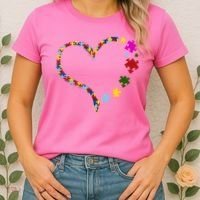 Autism Heart Puzzle Piece Women's T-Shirt thumb 2
