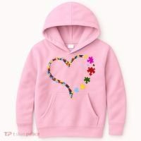 Autism Heart Puzzle Piece Kids Hoodie thumb 0