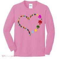 Autism Heart Puzzle Piece Kids Long Sleeve Shirt thumb 0