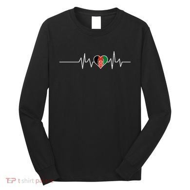 Afghanistan Heart Pulse Flag Long Sleeve Shirt
