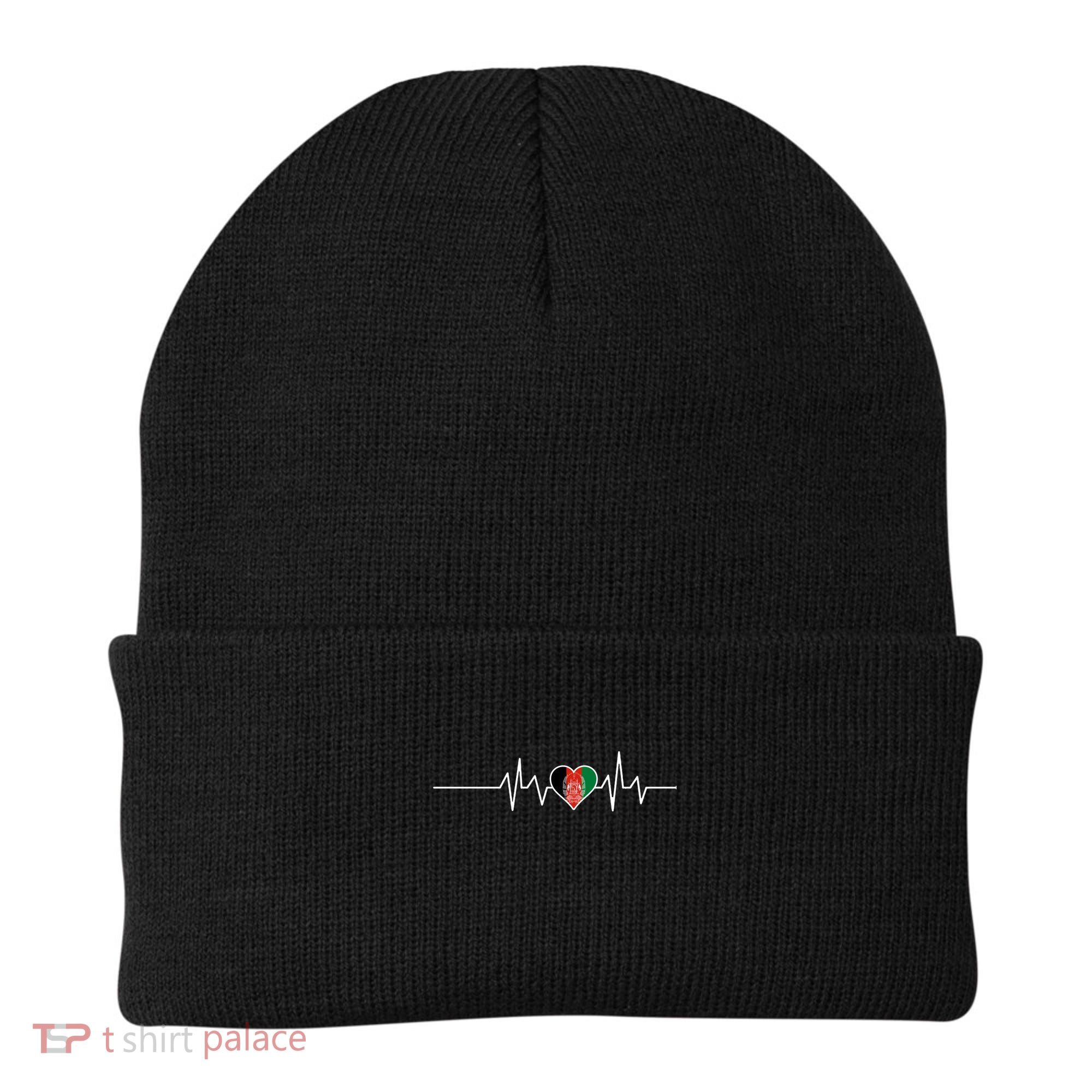 Afghanistan Heart Pulse Flag Beanie