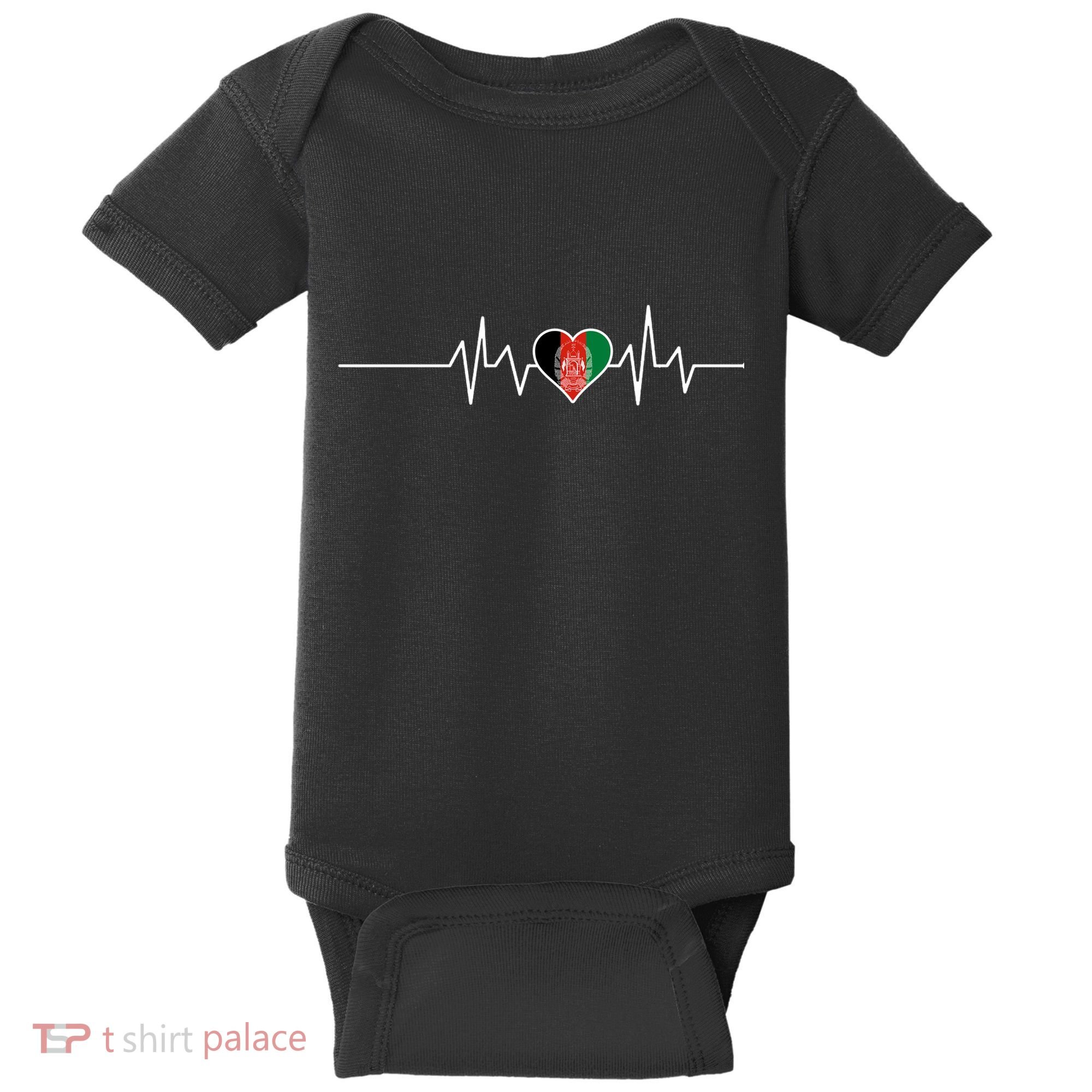 Afghanistan Heart Pulse Flag Baby Bodysuit