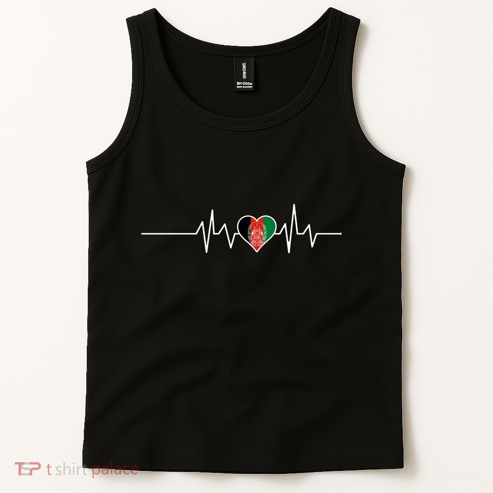 Afghanistan Heart Pulse Flag Tank Top