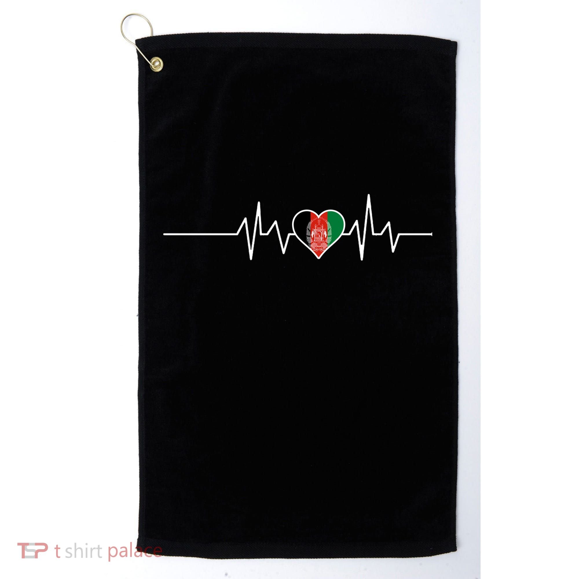 Afghanistan Heart Pulse Flag Golf Towel