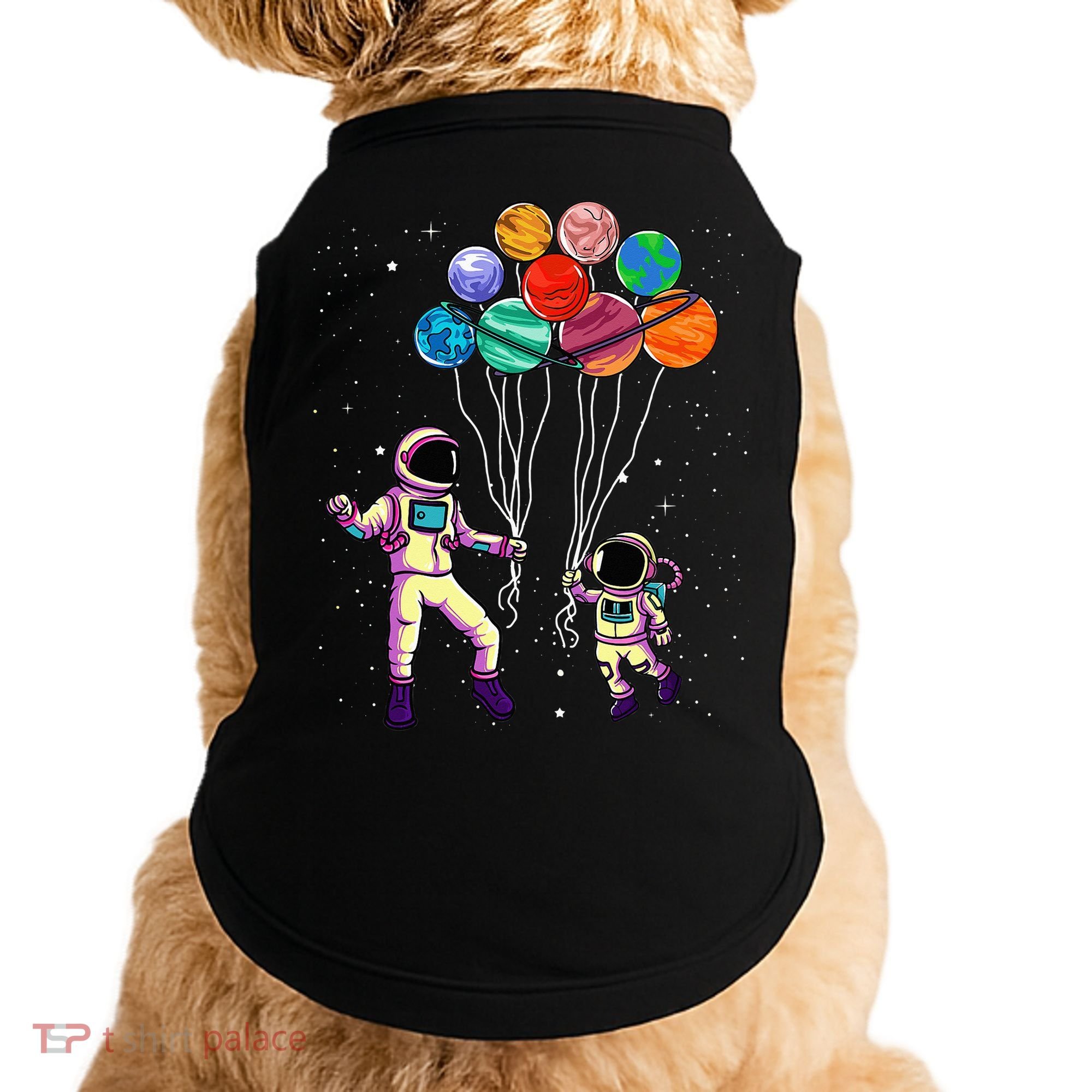 Astronaut Holding Planet Balloons STEM place Doggie Tank