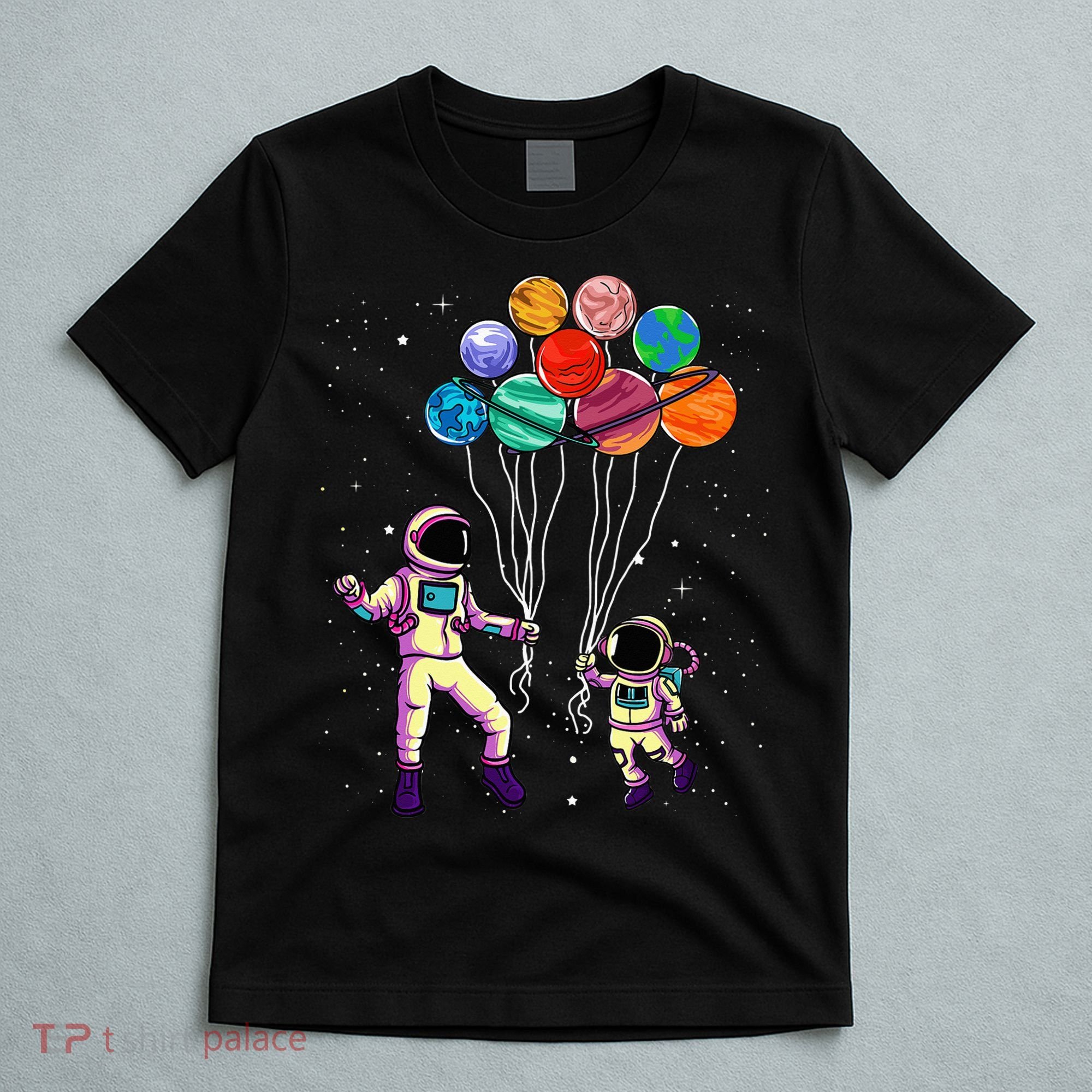 Astronaut Holding Planet Balloons STEM place T-Shirt