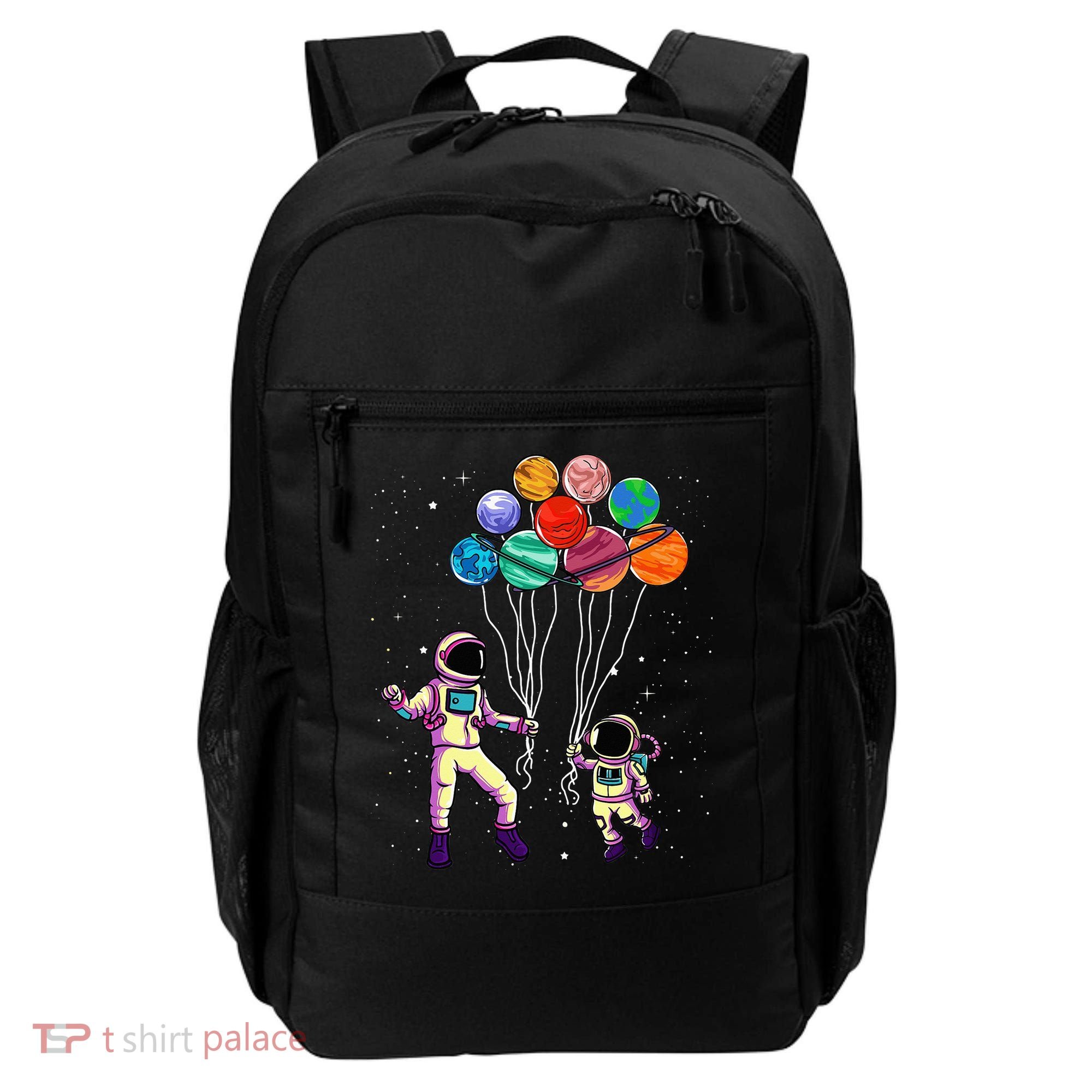 Astronaut Holding Planet Balloons STEM place Backpack