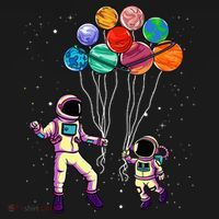 Astronaut Holding Planet Balloons STEM place Women's Hoodie thumb 2