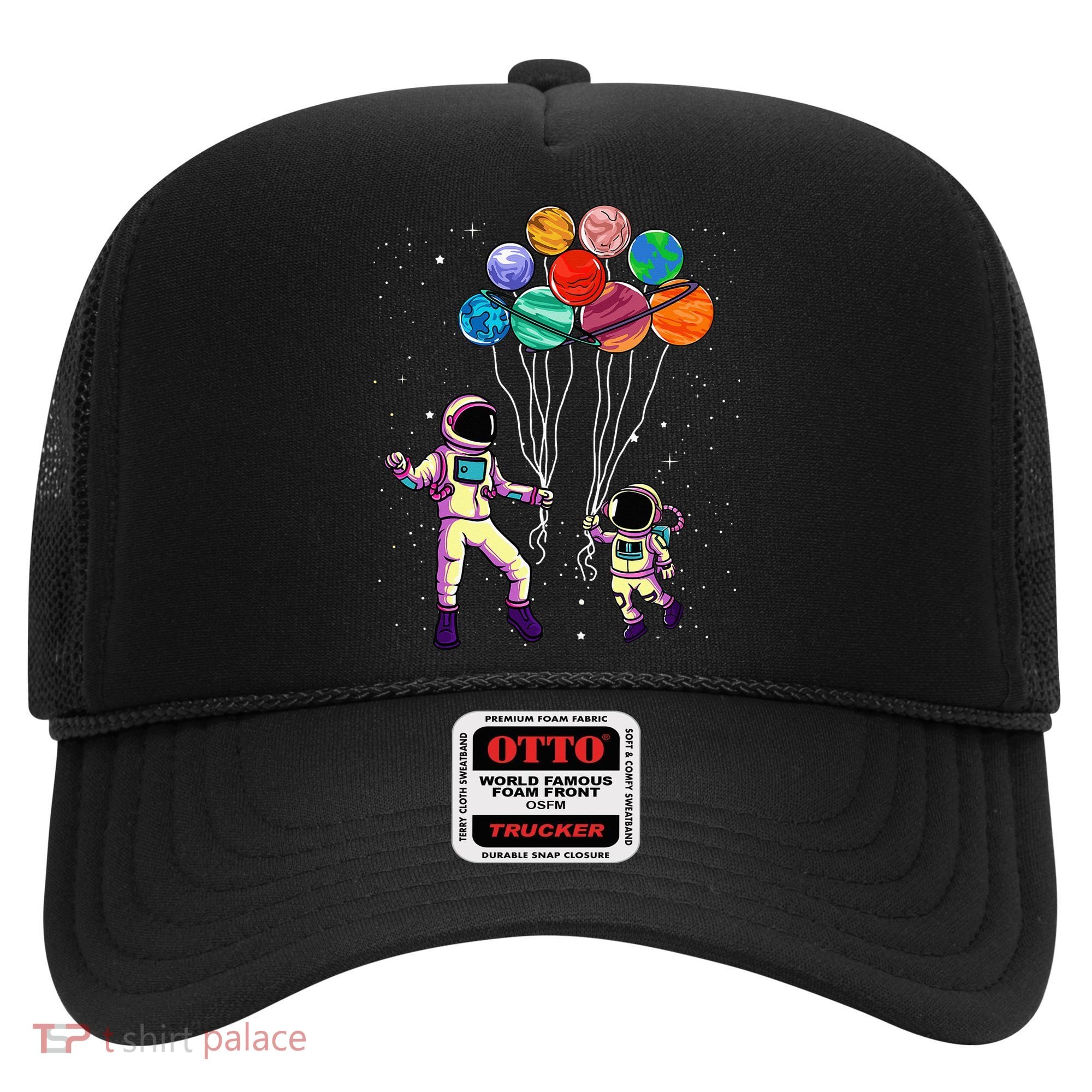 Astronaut Holding Planet Balloons STEM place Hat