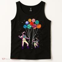Astronaut Holding Planet Balloons STEM place Tank Top thumb 2