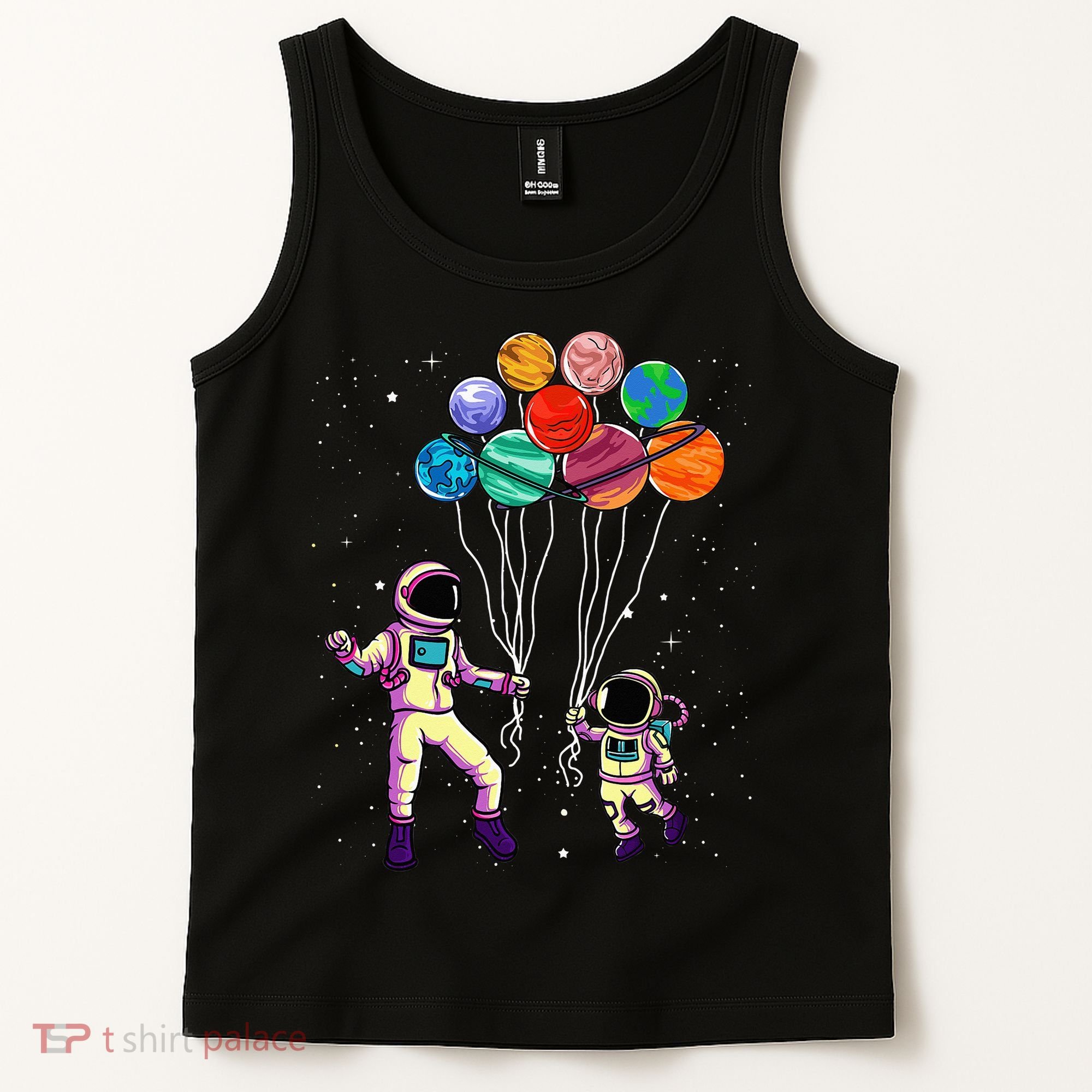 Astronaut Holding Planet Balloons STEM place Tank Top