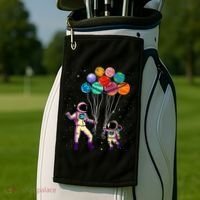 Astronaut Holding Planet Balloons STEM place Golf Towel thumb 2