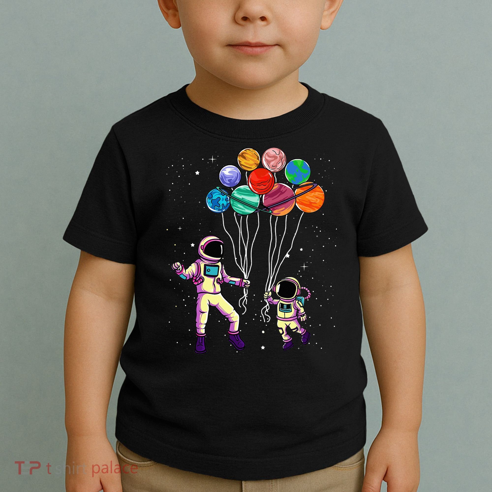 Astronaut Holding Planet Balloons STEM place Toddler T-Shirt