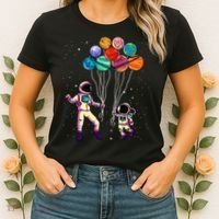 Astronaut Holding Planet Balloons STEM place Women's T-Shirt thumb 2