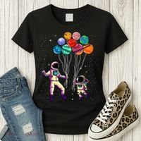 Astronaut Holding Planet Balloons STEM place Women's T-Shirt thumb 3