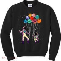 Astronaut Holding Planet Balloons STEM place Kids Sweatshirt thumb 0