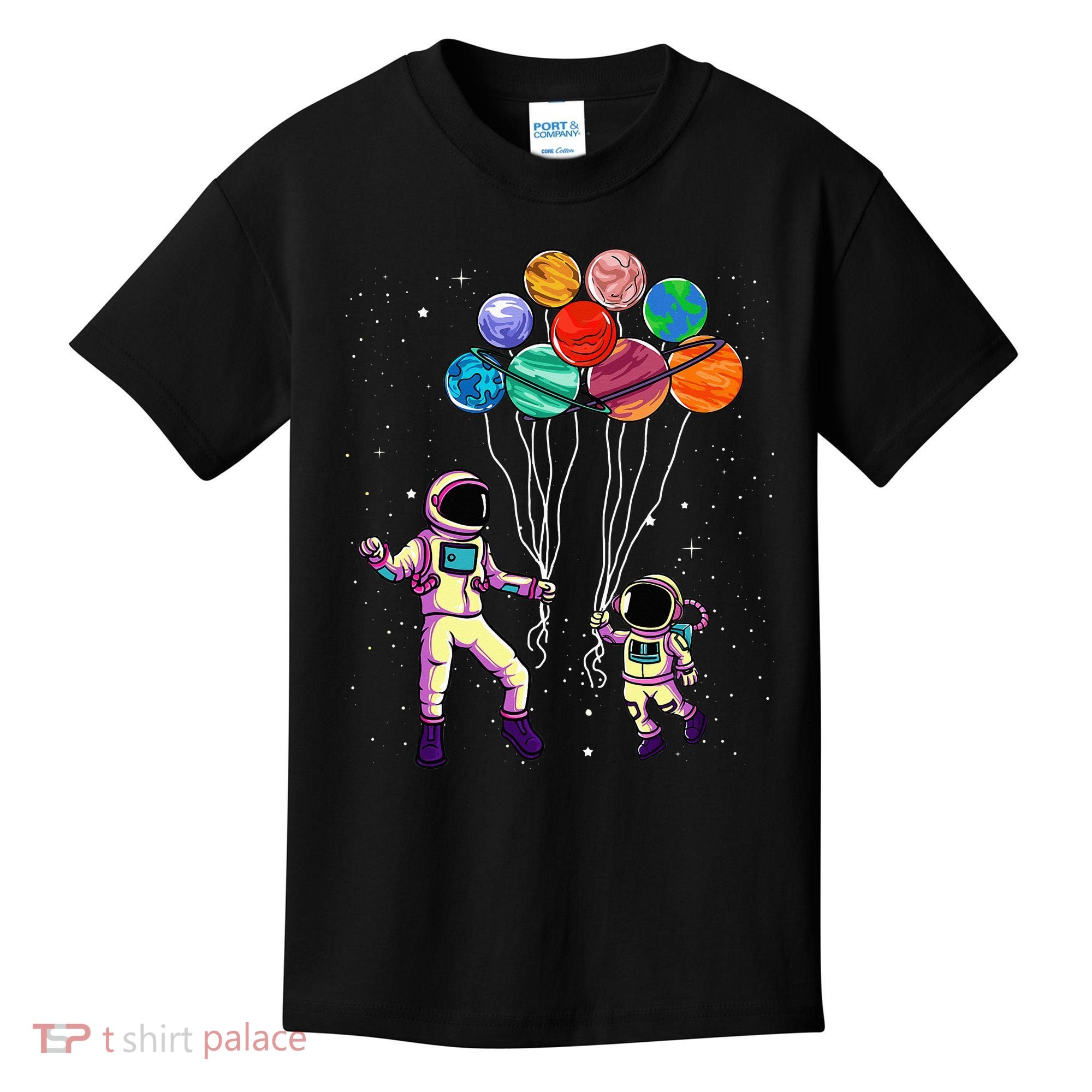 Astronaut Holding Planet Balloons STEM place Kids T-Shirt
