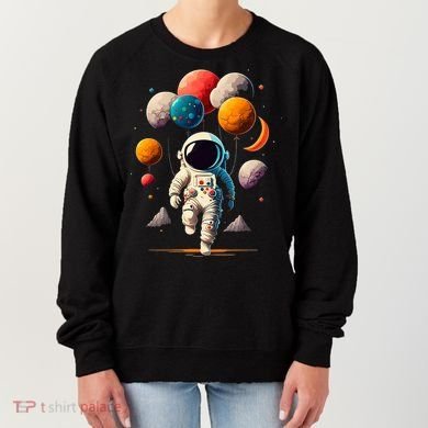 Astronaut holding Planet Balloons Solar System space Women's Sweatshirt