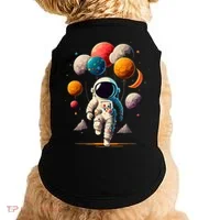 Astronaut holding Planet Balloons Solar System space Doggie Tank thumb 0