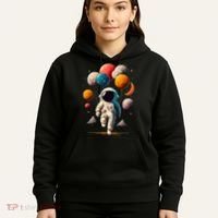 Astronaut holding Planet Balloons Solar System space Hoodie thumb 5