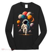 Astronaut holding Planet Balloons Solar System space Long Sleeve Shirt thumb 0