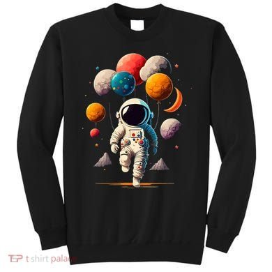 Astronaut holding Planet Balloons Solar System space Sweatshirt