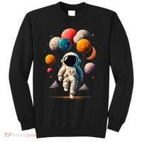 Astronaut holding Planet Balloons Solar System space Sweatshirt thumb 0