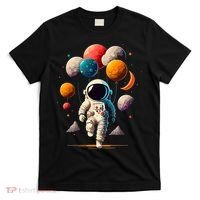 Astronaut holding Planet Balloons Solar System space T-Shirt thumb 0