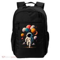 Astronaut holding Planet Balloons Solar System space Backpack thumb 0