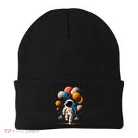 Astronaut holding Planet Balloons Solar System space Beanie thumb 0