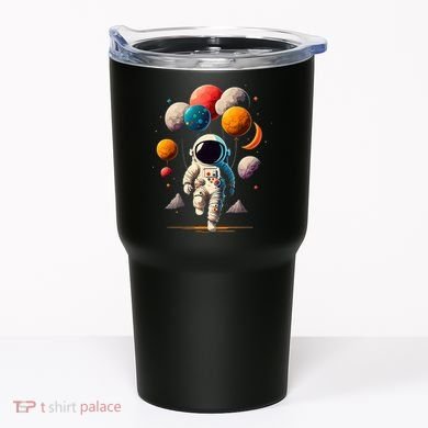 Astronaut holding Planet Balloons Solar System space Tumbler