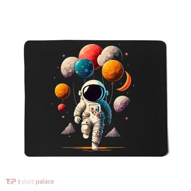 Astronaut holding Planet Balloons Solar System space Mousepad