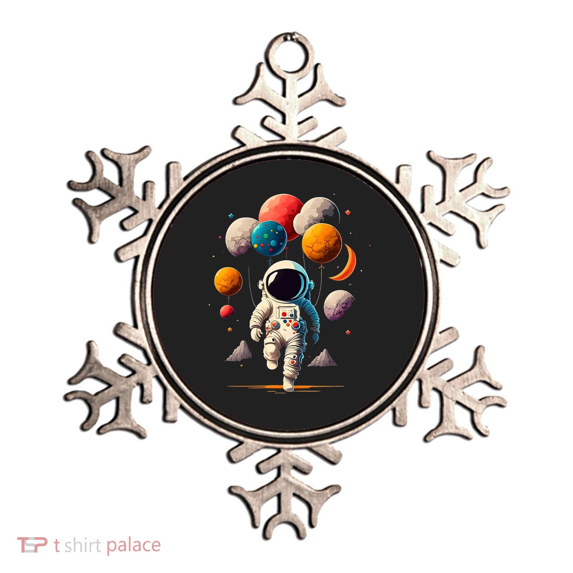 Astronaut holding Planet Balloons Solar System space Ornament