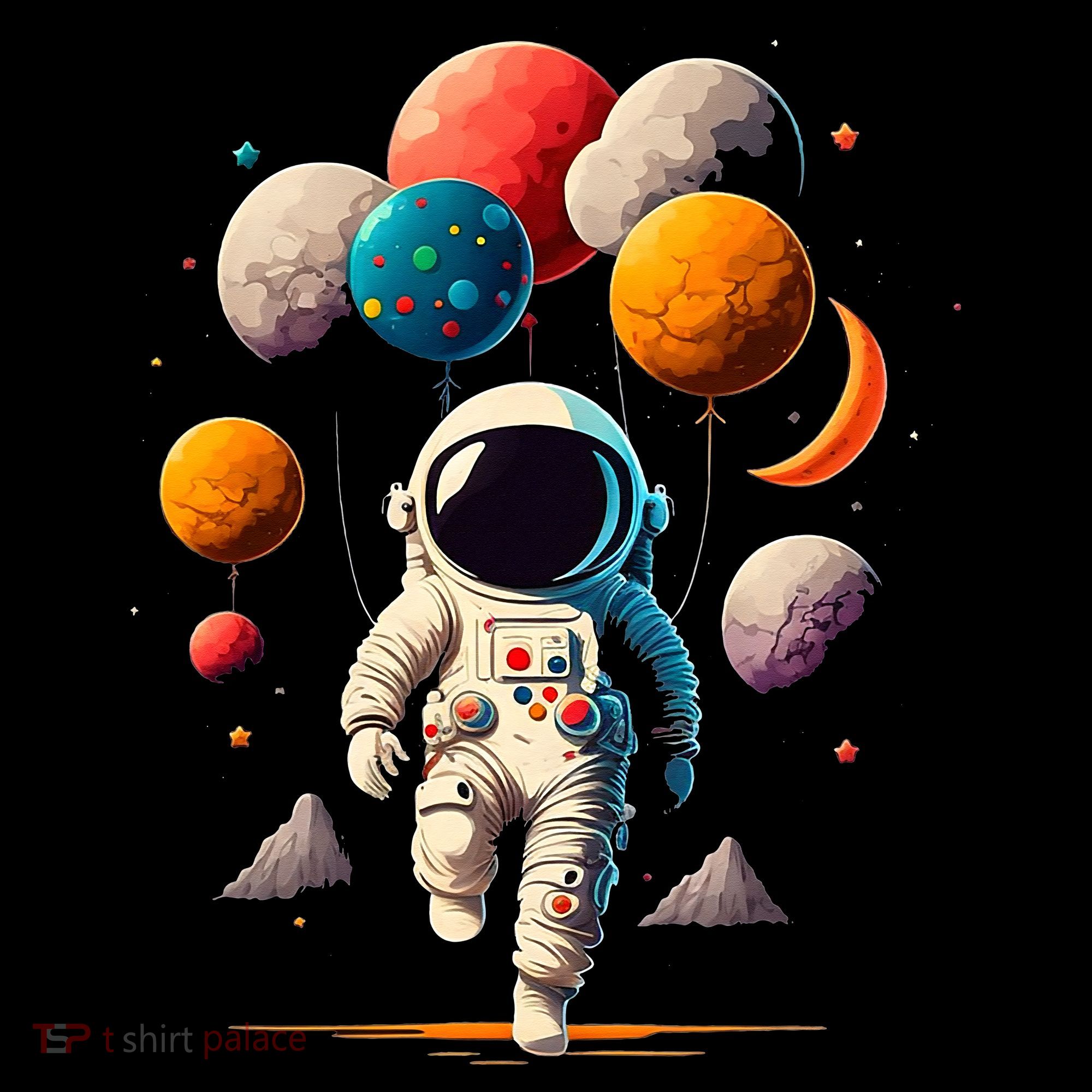 Astronaut holding Planet Balloons Solar System space Ornament