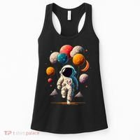 Astronaut holding Planet Balloons Solar System space Women's Tank Top thumb 0